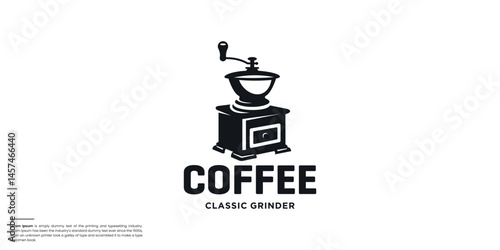 coffee mill grinder logo. design for coffee production and drink inspiration.