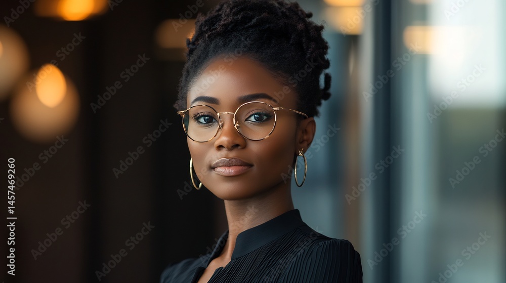 Obraz premium businesswoman office window modern confident portrait
