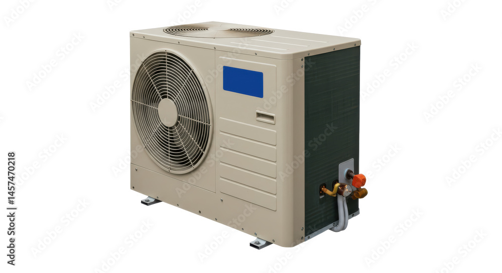 A close up shot of an air conditioning unit with a fan and vents on a solid black background indoors A close up shot of an air conditioning unit with a fan and vents on a solid black background indoors