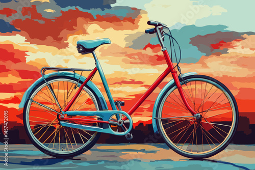 Wallpaper Mural The silhouette of bicycles on an Amsterdam bridge is minimalist, shown against a beautiful gradient sunset Torontodigital.ca