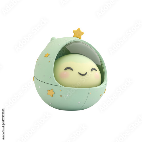 Adorable 3D Render of a Happy Alien Astronaut in a Spaceship