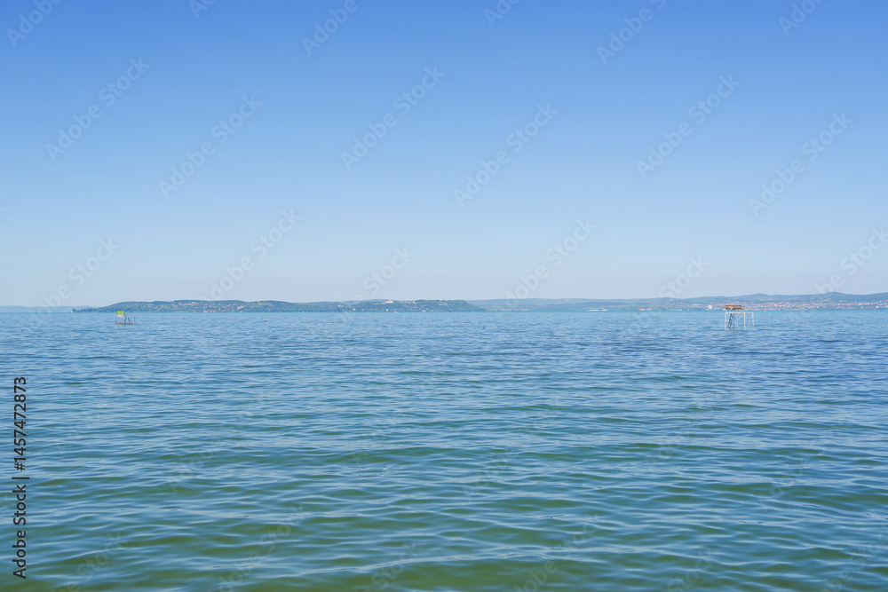 Beautiful scenic landscape of lake Balaton in summer, Hungary, Europe