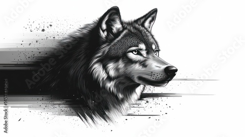 Fototapeta Grey wolf portrait, art style