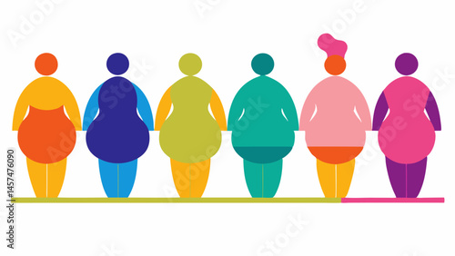Body Shape Spectrum A gradient of different body shapes along a horizontal line symbolizing that beauty comes in various forms rejecting binary standards.