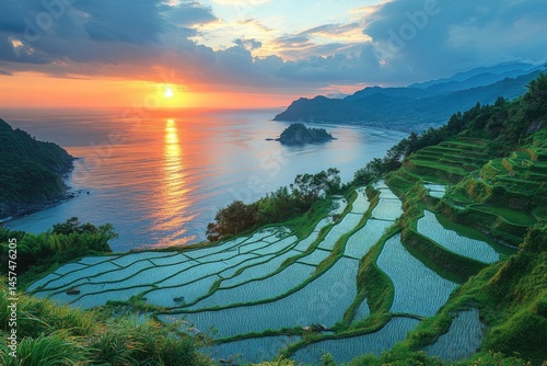 Sunset over coastal rice terraces (2)