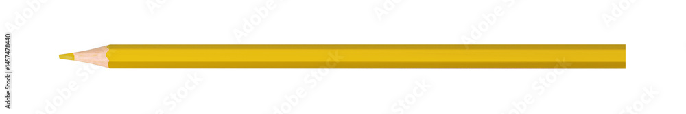 yellow colored pencil isolated on white background close up