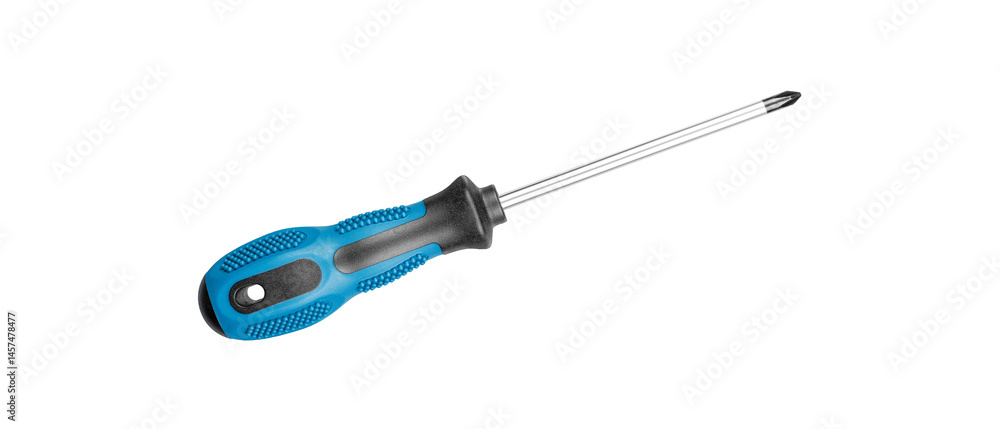 Philips screwdrivers blue color on isolated white background close-up
