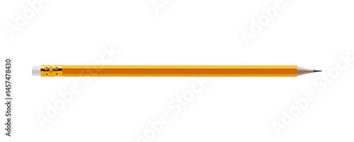 Obraz na płótnie Macro shot of a single yellow graphite pencil with eraser on white background. Perfect for stationery and educational needs. w salonie
