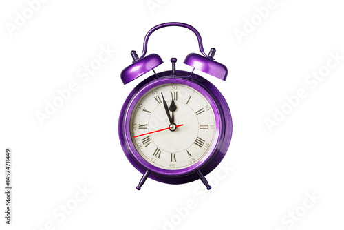 Obraz na płótnie retro clock, pointer clock, violet, purple color alarm clock on isolated white background close up w salonie