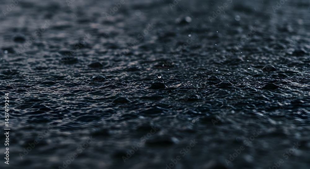 Abstract Water Texture With Raindrops Falling On Its Surface Outdoors Abstract Water Texture With Raindrops Falling On Its Surface Outdoors