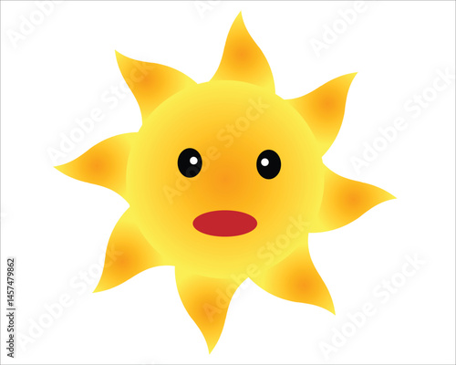 Sun sticker on white background