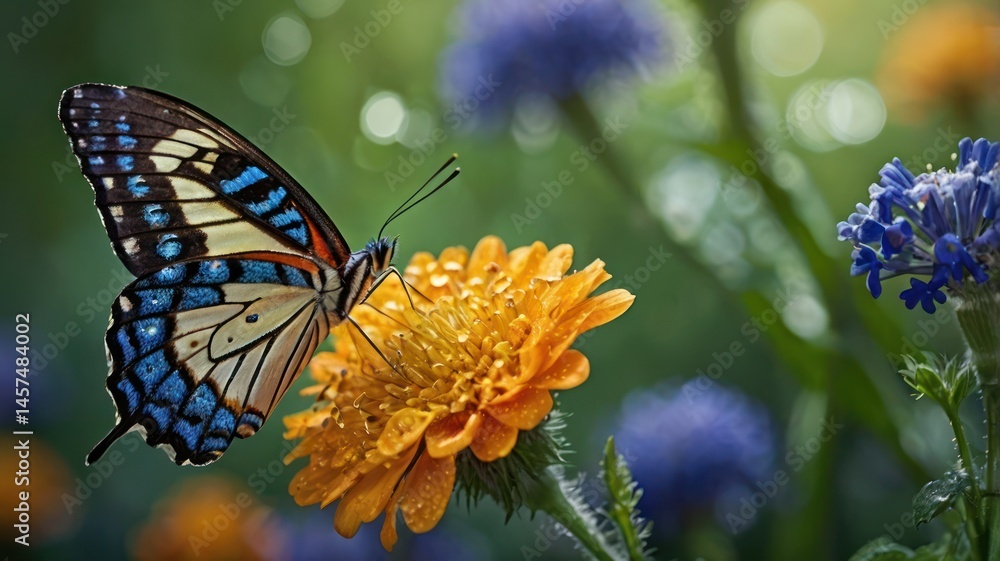 Fototapeta premium Vibrant butterfly on a flower (1)