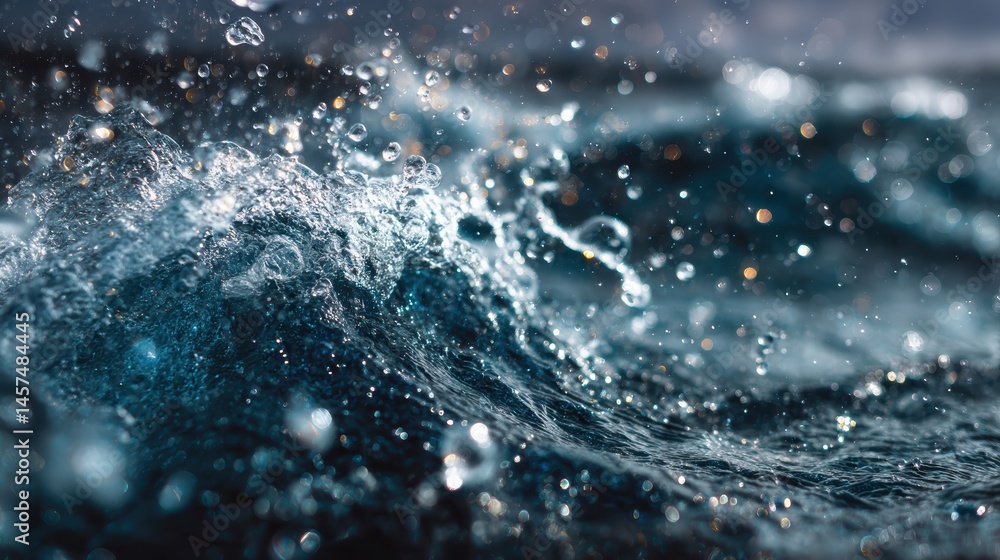 Obraz premium A backdrop of water with visible drops, each one representing the insidious presence of PFAS chemicals, a haunting reminder of the environmental and health risks