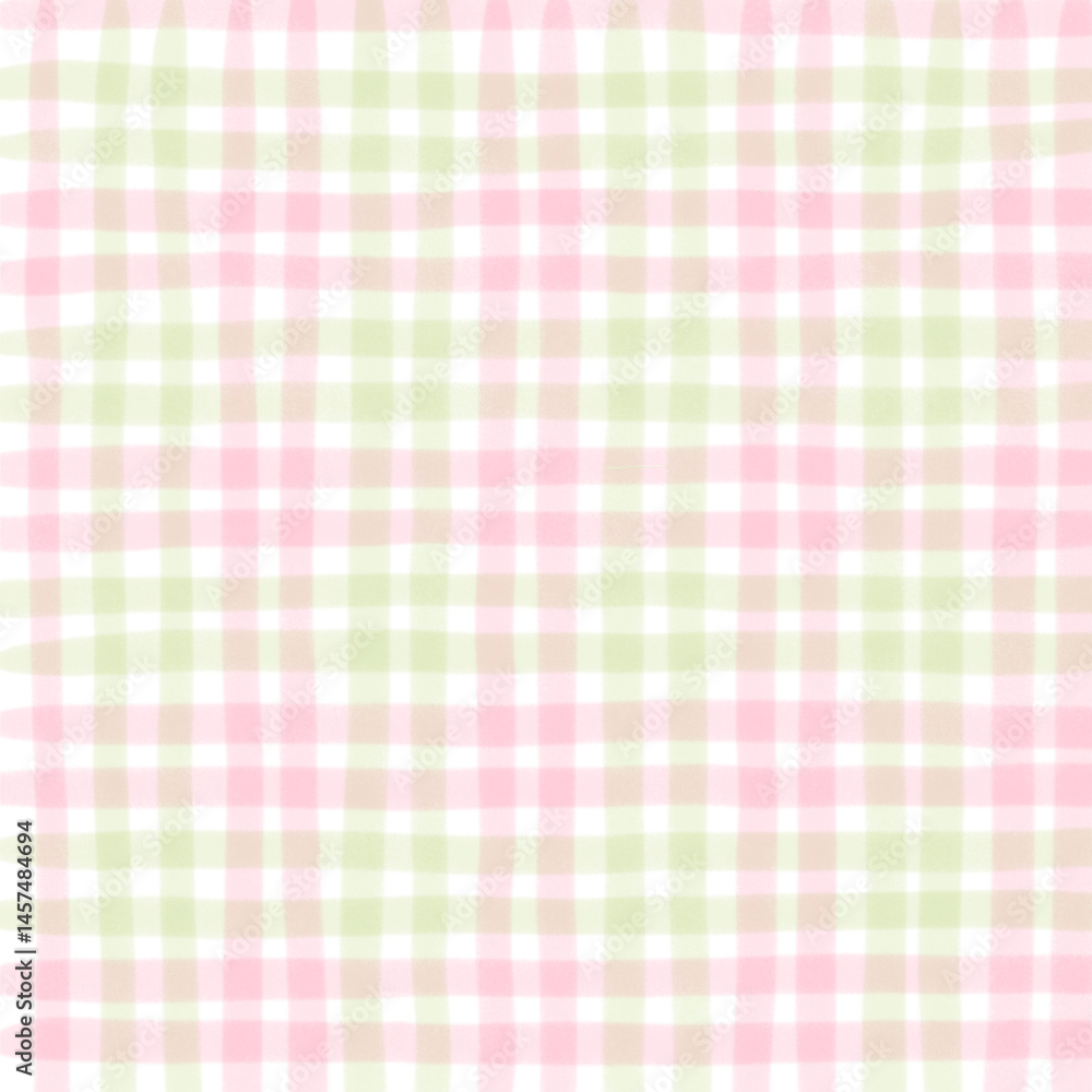 Pink Sage Green Plaid Gingham Check Hand Drawn Background Pattern Overlay Pink Sage Green Plaid Gingham Check Hand Drawn Background Pattern Overlay