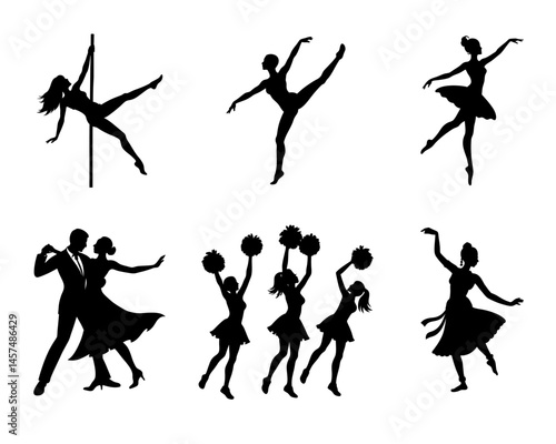 Silhouettes of Diverse Dance Styles in Motion