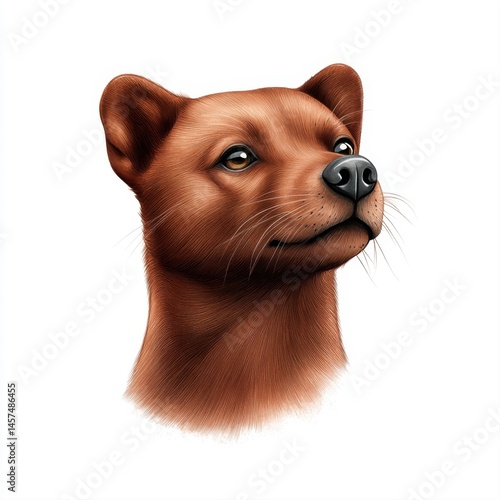 Obraz na płótnie Realistic Illustration of a Brown Dog Head with Expressive Eyes and Fur Texture w salonie