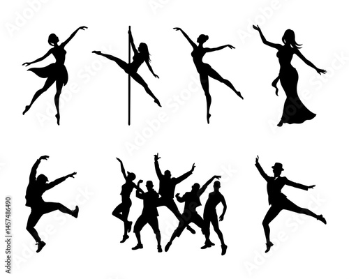 Silhouettes of Diverse Dance Styles in Motion