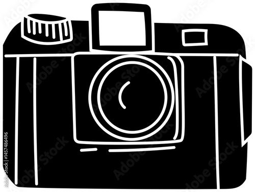 35mm Film Camera Sketch Icon with Minimalist Touch