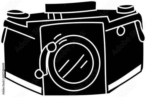 Retro Viewfinder Camera Illustration with Hand-Drawn Aesthetic