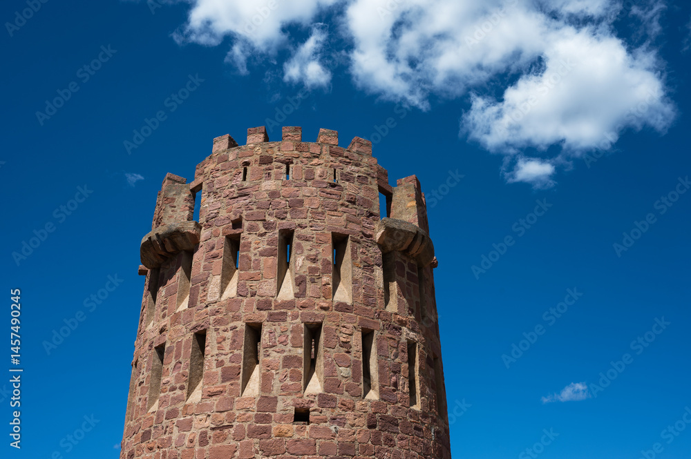 Medieval Brick Tower under Blue Sky in Spain Medieval Brick Tower under Blue Sky in Spain