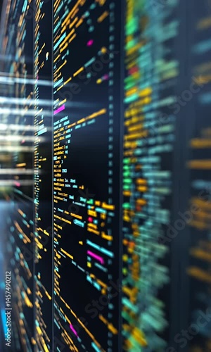 Dense arrangement of multi-colored lines, creating an abstract display of complex information