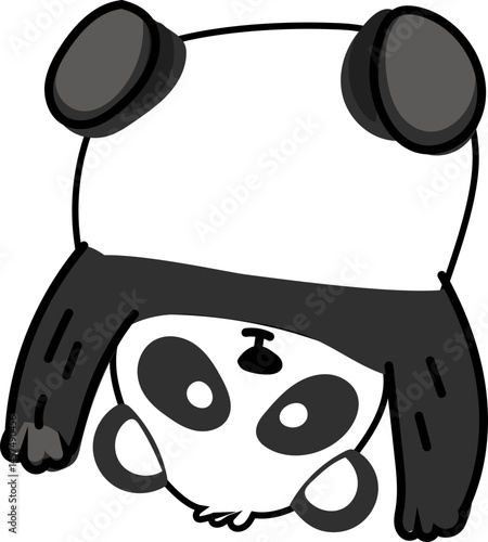 Cartoon panda doing a handstand, playful and energetic mood