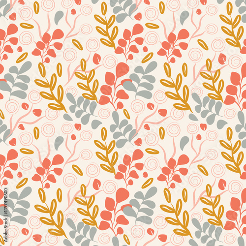 Botanical organic shapes seamless vector pattern photo