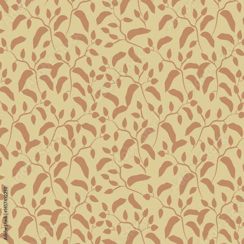 Botanical branch silhouette seamless vector pattern