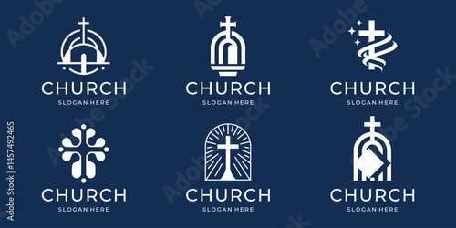 set of abstract cross gospel logo vector illustration.