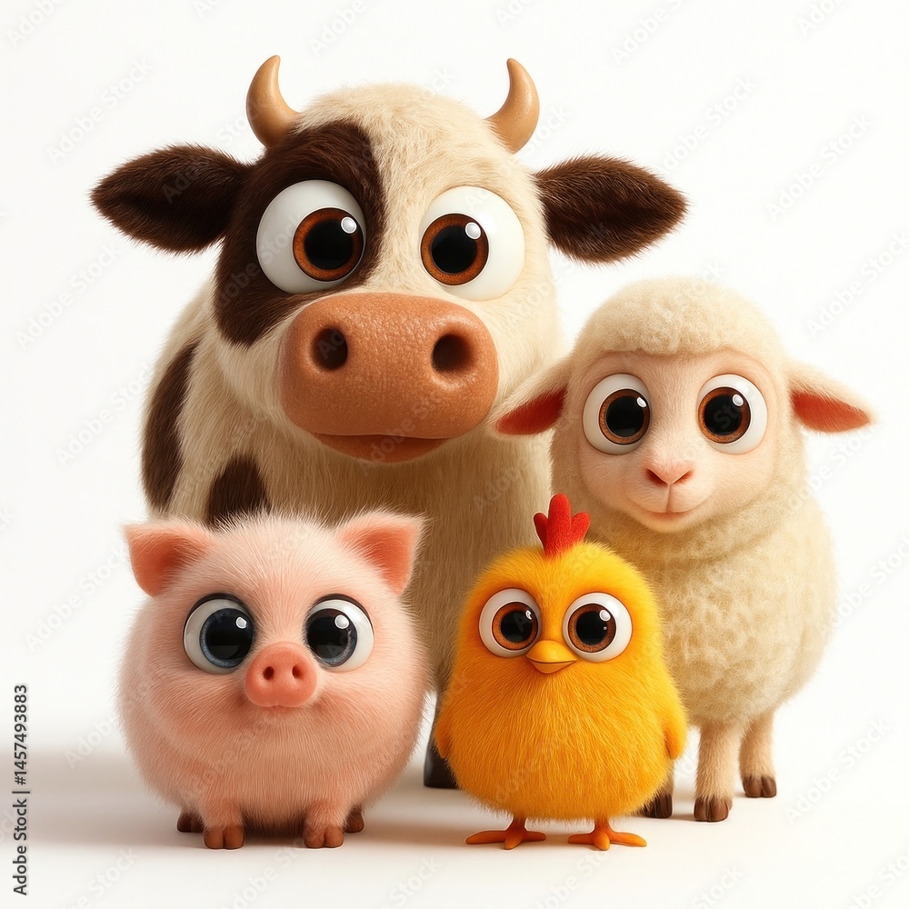 Obraz premium Adorable farm animal friends