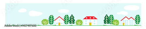 Serene Residential Area with Simple Buildings and Nature / 静かな住宅地、シンプルな建物と自然