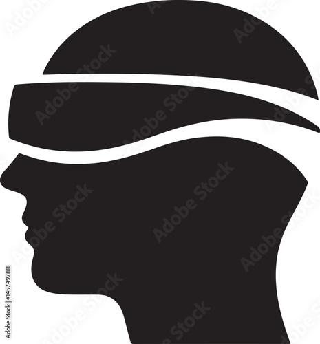 A striking silhouette of a person's head wearing a virtual reality headset, symbolizing immersion and technological advancement.