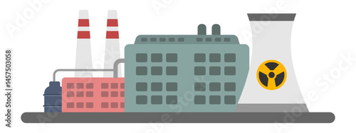 Nuclear power plant building vector illustration graphic energy industry concept