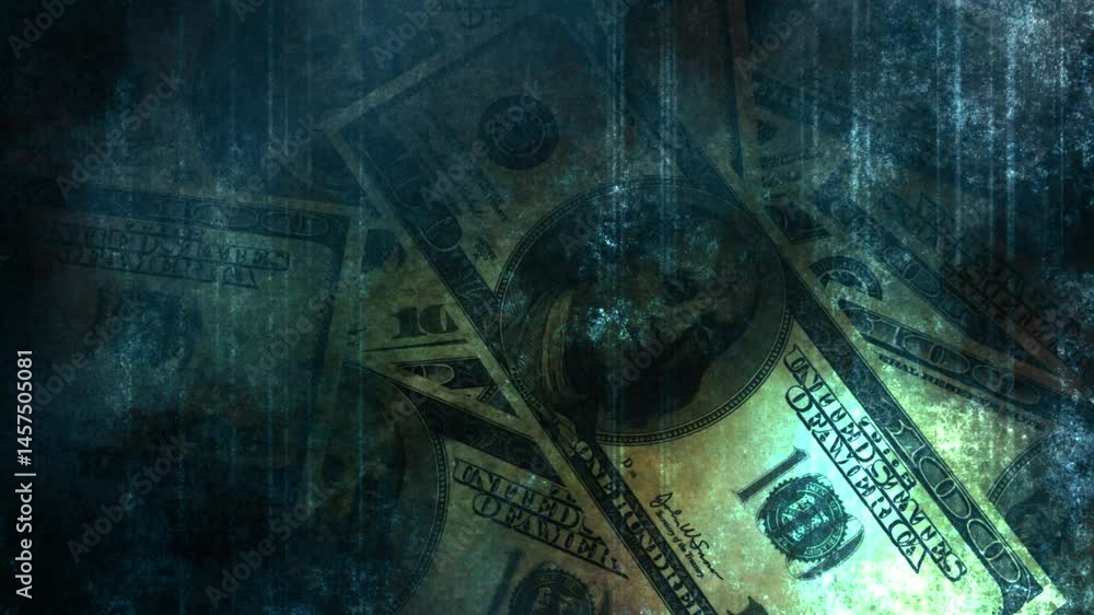 Blues and greens grunge abstraction money business background