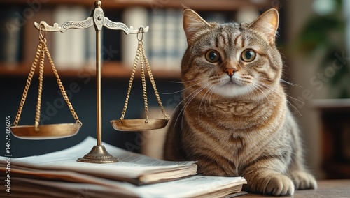 Wallpaper Mural Cat lawyer office scales justice Torontodigital.ca