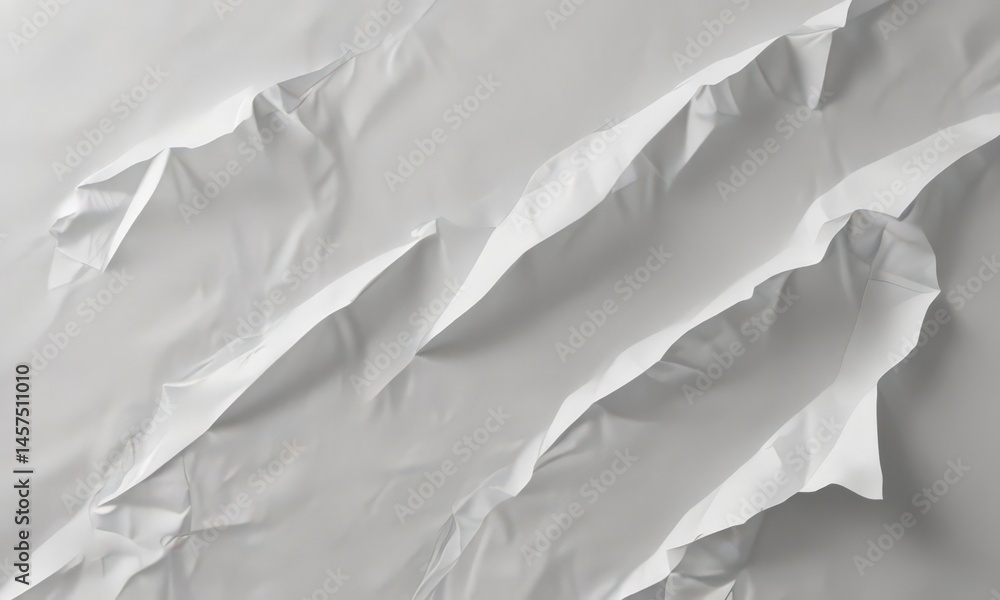 Crumpled sheet of white paper; deep creases and shadows Ideal for design , light, surface Crumpled sheet of white paper; deep creases and shadows Ideal for design , light, surface