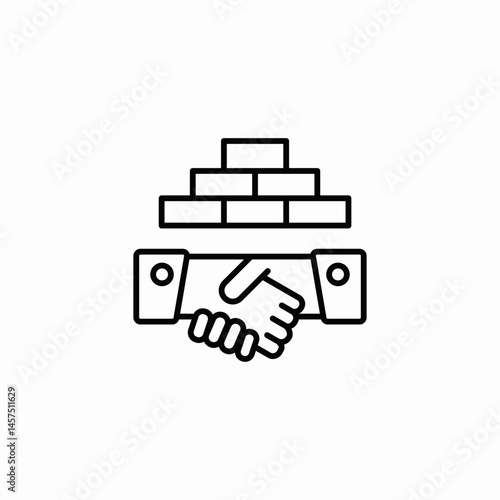handshake brick agreement icon sign vector
