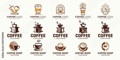 mega collection coffee logos. Vector illustration on white background.