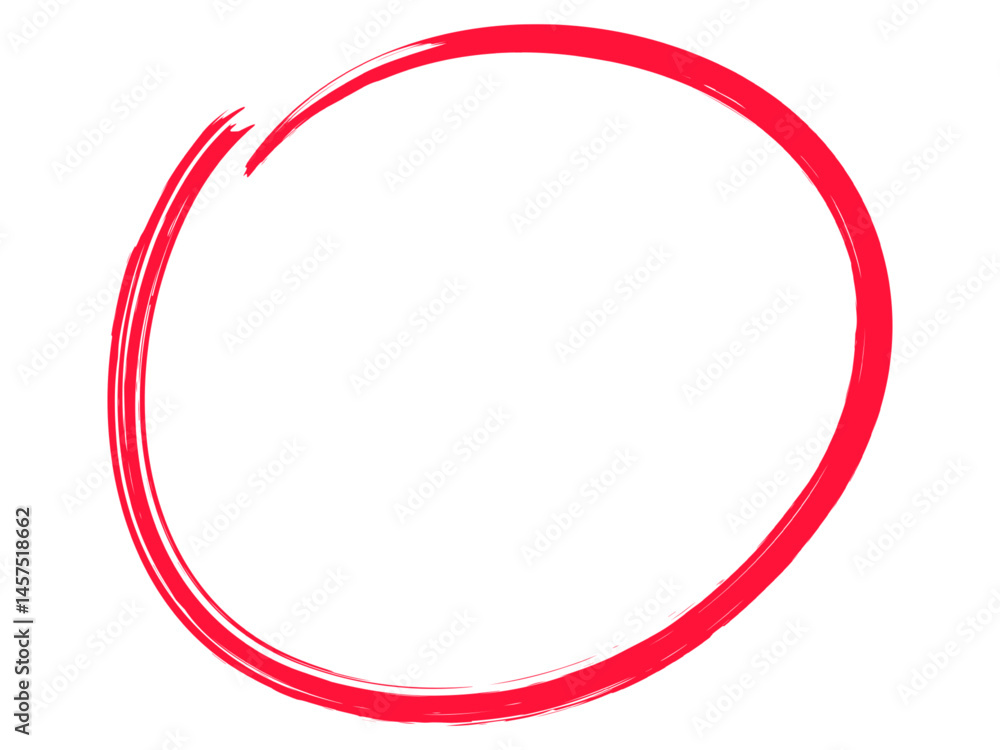 Hand drawn red circle highligter. Vector marker circle line