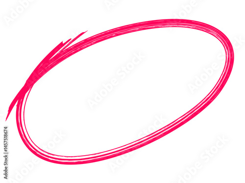 Hand drawn red circle highligter. Vector marker circle line