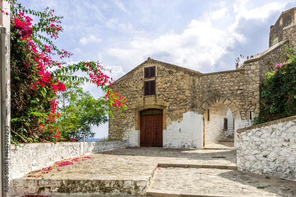architecture and streets of the old town of Sperlonga, Lazio, Italy. Famous tourist destination in Riviera de Ulisse architecture and streets of the old town of Sperlonga, Lazio, Italy. Famous tourist destination in Riviera de Ulisse