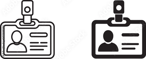 Workers’ badges Outline & silhouette set vector illustration isolated On Transparent Background