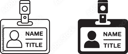 Workers’ badges Outline & silhouette set vector illustration isolated On Transparent Background
