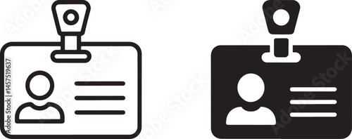 Workers’ badges Outline & silhouette set vector illustration isolated On Transparent Background