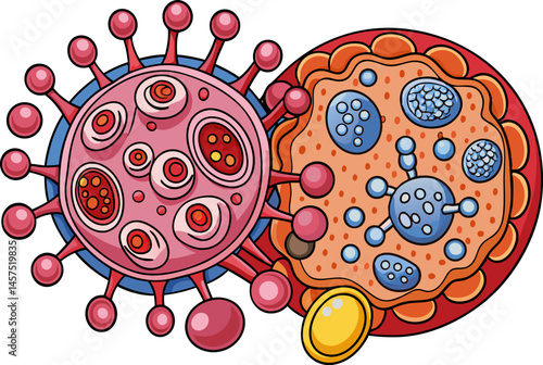 Human hematopoiesis blood cell formation from bone marrow, hematopoietic stem cells differentiation structure diagram hand drawn schematic vector illustration. Medical science educational