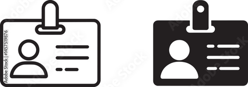 Workers’ badges Outline & silhouette set vector illustration isolated On Transparent Background