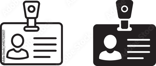 Workers’ badges Outline & silhouette set vector illustration isolated On Transparent Background