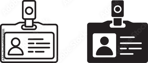 Workers’ badges Outline & silhouette set vector illustration isolated On Transparent Background