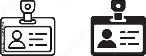 Workers’ badges Outline & silhouette set vector illustration isolated On Transparent Background