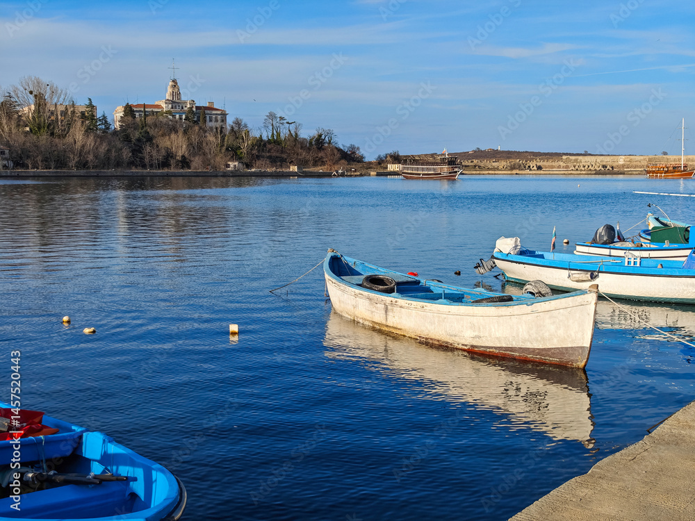 Sunset view of the port of Sozopol, Bulgaria